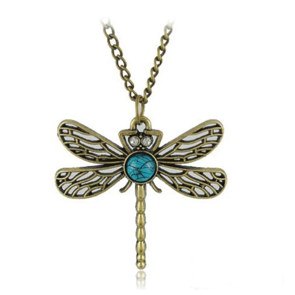 Vintage Boho Hollow Dragonfly Medium Chain Pendant Necklace - Picture 3 of 8